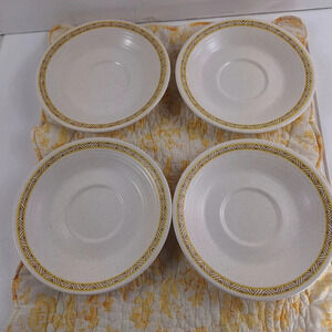 6 Vintage Franciscan Hacienda Gold Beige Speckled Saucers - 6 3/8"